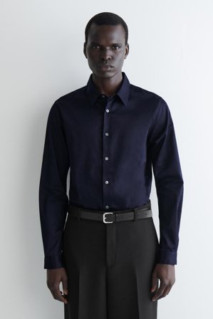 COS Homme Chemise Habillée Slim En Popeline in Bleu