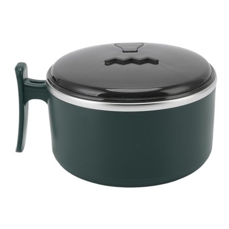 Isolert bolle i 304 rustfritt stål med lokk Stativdesign Hult dobbeltlags varmeisolasjon Ramen Mugg for kjøkken Svartgrønn