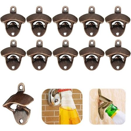 10 st brons väggmonterade flasköppnare för läsk öl vin flasköppnare montera med två skruvar varje öppnare vintage-