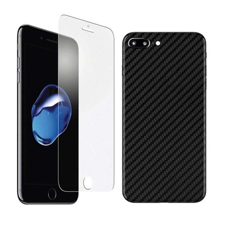iPhone 8 Plus Displayfilm + Kolfiber Skyddsfilm för Baksida