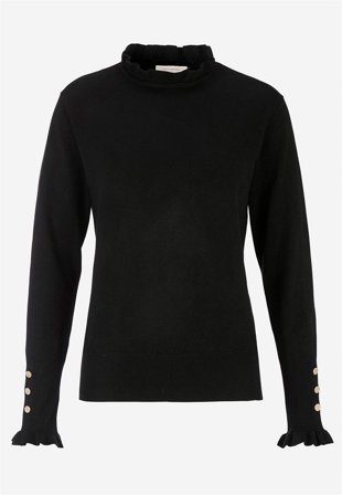 Freequent - Finstickad tröja med knappar - svart - för damer - L (42) - Cellbes