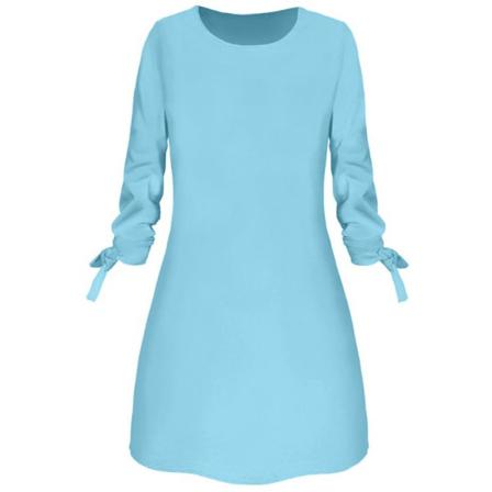 Kvinnors O-ringad Solid Klänning Lös Mini Casuals 3/4 Ärm Rosett El