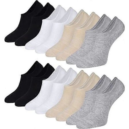 Treningssokker for dame og herre - 8 par sklisikre lave ankelsokker usynlige sneakersokker for loafers og ledige båtsko