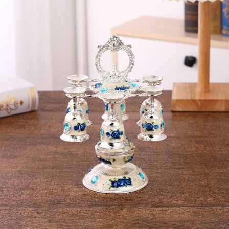 Nordisk-stil Luksus Vintage Karaffelsett med 6 Kopper, Elegant Metallvinkaraffel med Klassisk Gravert Design, Hjemmebartilbehør f