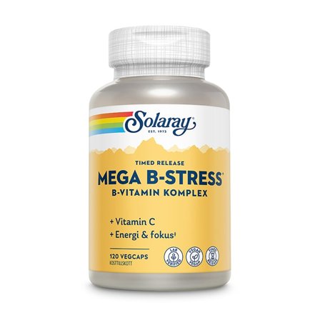 Solaray Mega B-Stress B-vitamin 120 kapsler
