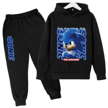 Børn Teens Sonic The Hedgehog Hættetrøje Pullover træningsoverall sort sort- Perfet black 5-6 years old/120cm