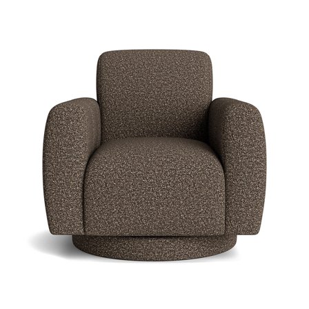 Chunk Lænestol, drejefunktion - Brun - 78x85x76cm - Lænestol - Komfortabel PU Skum Polstring, Robust Spånplade & Massiv Eg Konstruktion