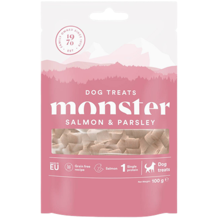 Monster Pet Food - Hundegodbiter til alle raser med laks og persille 100 g - Hund - Hundegodbiter & tyggebein - Naturlige godbiter for hund - ZOO.no