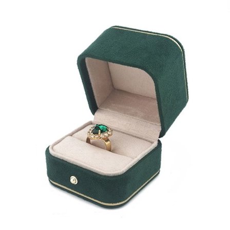 Sammet Smyckeskrin Ring Förvaringslåda GRÖN