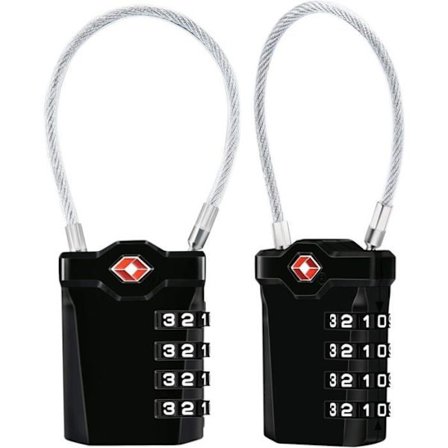 Sæt med 2 4-cifrede kombinationshængelåse til kufferter og tasker (PZCC)