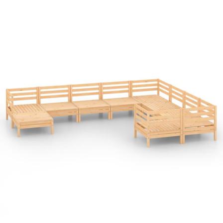 Vidaxl Loungegrupp För Trädgården 10 Delar Massiv Furu Brun