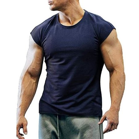 Herr sommar T-shirt Gym Sport Tee Ärmlösa väst Tops