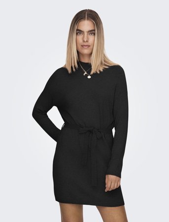 ONLY Onlleva Ls Belt Dress Ex Knt - Black - XS