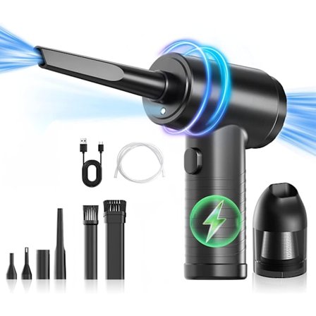 Luftblåser og Støvsuger 2 i 1, 3 Nivåjustering 43000-51000RPM Blåsekraft 65000mbar Sugekraft, Innebygd Oppladbar