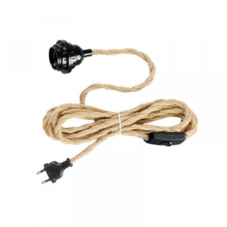 Hamp Tau Lysekrone 4,5m Kabel, E27 Sokkelbryter med Pære Kabelledning, For DIY Lampe Pendel Lys Industriell Pendan