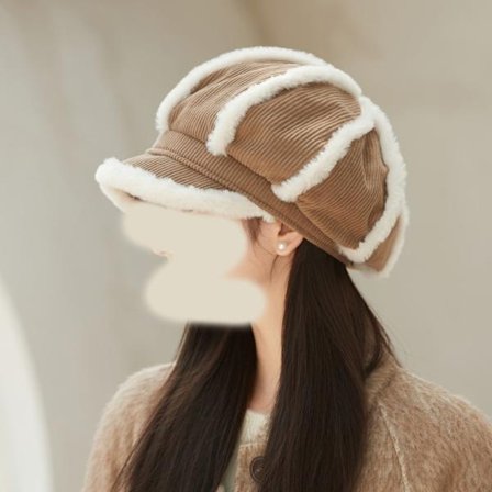 Stilfuld og alsidig ottekantet kasket, varm plysbaret, Beige