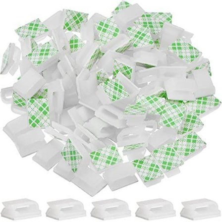 100 st självhäftande kabelklämmor för kabelhantering (13 x 10 mm, vit)
