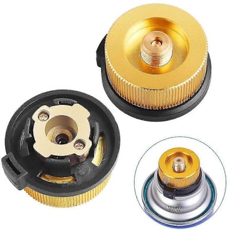 2 kpl Camping Gas Adapter Auto-off butaanisäiliölle kierrettävään kaasupatruunaan