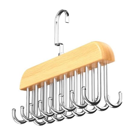 Multifunktionella Klädhängare, Halkfria Multikrokar Kjolar Hängare Träställ, Bältesorganisatör Garderobstillbehör med 16 Krokar_TF_TF