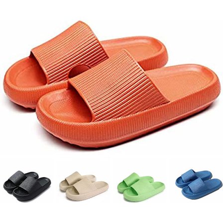 Pute tøfler, sklisikre hurtigtørkende massasjebadesandaler med myk tykk såle, hjemmesåler for kvinner og menn innendørs og utendørs tøfler