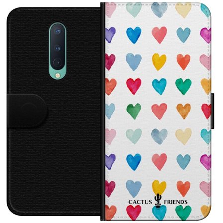 Yhteensopiva Lompakkokotelo OnePlus OnePlus 8 Cactus and Friends - Watercolor Love Grid