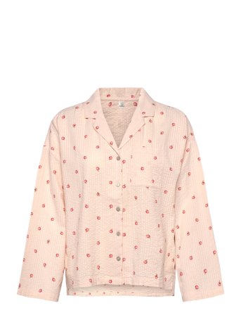Pyjama Shirt Seersucker Pink Lindex