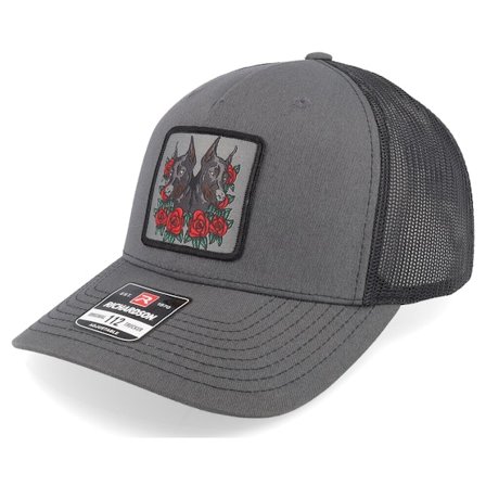Iconic - Musta trucker Lippis - Dobermann & Roses Grey A-framed Trucker @ Hatstore