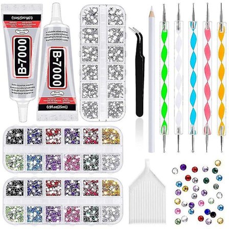 4000 Rhinestones 2 stk 25ml Lim til Rhinestones, 1 Voksblyant
