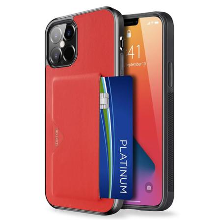 Iphone 12 Pro Max - Dux Ducis Pocard Läder Skal - Röd Red Röd