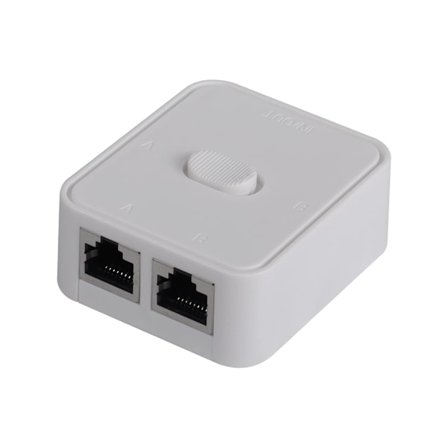 Nätverks-LAN-switch 2 portar, RJ45-nätverksnyckeltryckbrytare Splitter Selector Box, 100M 2 in 1 Out eller 1 in 2 Out, 2 portars nätverkshubb svart