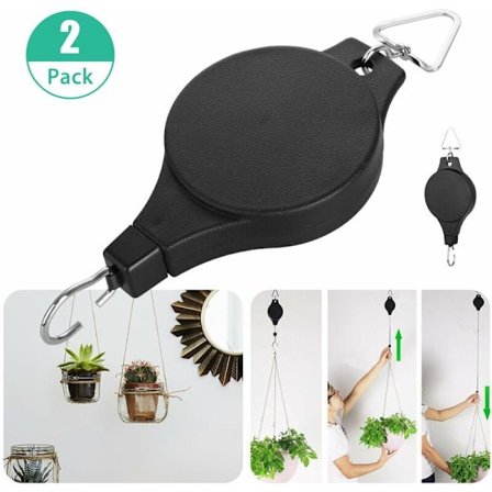 Paketti, jossa 2 sisäänvedettävää kasvinostinta, riippuvia istutuskoreja, kukkakoukku puutarhakoreihin, ruukkuihin ja riippuviin lintuihin (ylös ja 