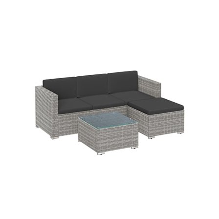 Rootz 4-delt udendørs møbelsæt - Havesæt - Rattan sofa - Patio Lounge - PE polyethylen materiale - VFT puder - 173cm x 60cm x 66cm