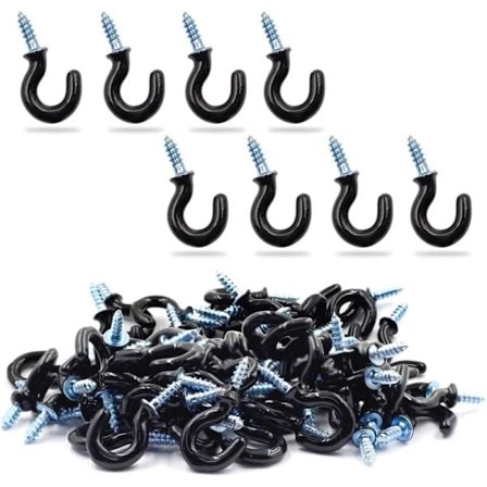 Skru-i kroge 30 stk Spørgsmålstegn Søm Metal Loft Skrue Væg Krog Kop Kroge til indendørs og udendørs brug - Sort KLB