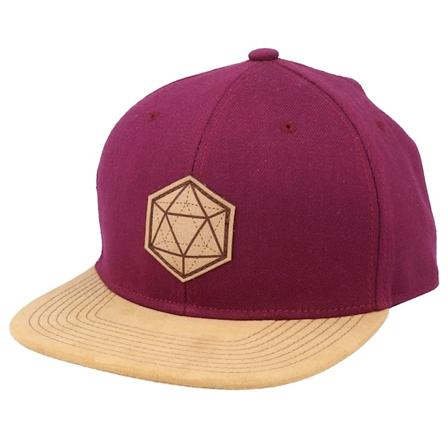 Gamerz - D20 3D Patch Maroon/Suede Snapback Snapback Red Cap - @ Hatstore