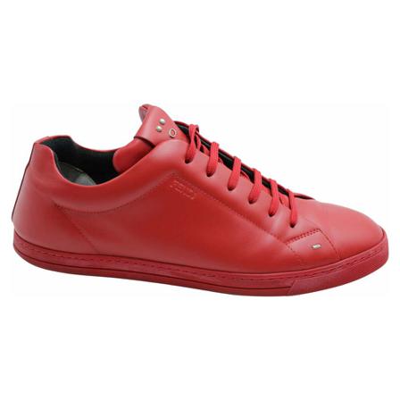 Fendi Vintage, Pre-owned Faces Sneakers Rood, Heren, Maat:44 EU,leer