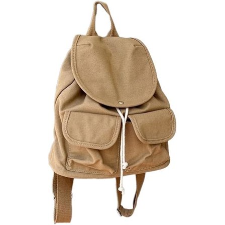 Koreansk Mote Canvas Ryggsekk Dame Vintage Flerlommet Flipp Snøring Veske