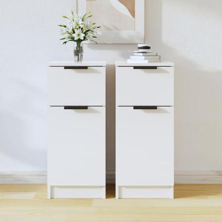 Vidaxl Förvaringsskåp 2 St Vit Högglans 30x30x70 Cm Konstruerat Vit