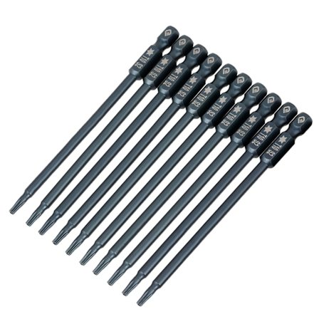 10 stk. 100 mm 1/4" Hex Shank T10 Magnetisk Sikkerheds Stjerne Skruetrækker Bits Sæt