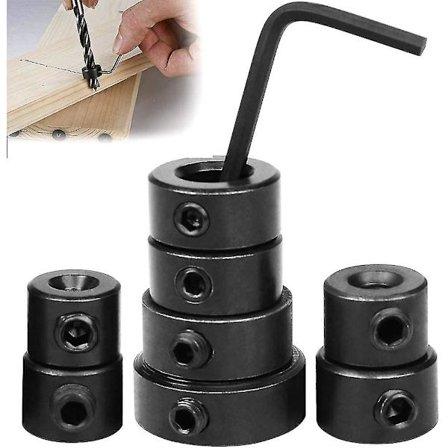 Bor Dybde Stop 8 Stk Dybde Stop Bor Bit Positioner Ring Krave Ring Positioner Med Hex Nøgle Til Bor Bits Konsekvent Boring-3-16mm