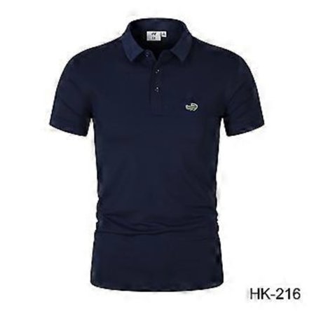 Vår/Sommer Herre Ny Fukttransporterende Hurtigtørkende Ensfarget Poloskjorte Brodert Polo med Polokrage (3XL marineblå)