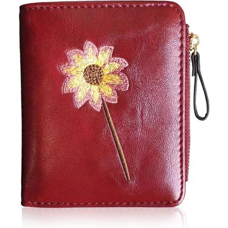 Flickor Plånbok Liten Bifold Damplånböcker Rfid, Kompakt Kvinnlig Söt Mini Dragkedja Myntkort Plånbok för Tonårsflicka Barn (Röd)
