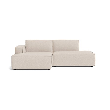 Lyon kleines Chaiselongue-Sofa, links | Open End in Aragon Beige, modernes Design, kompakte Version für kleine Räume, 80cm Sitzbreite
