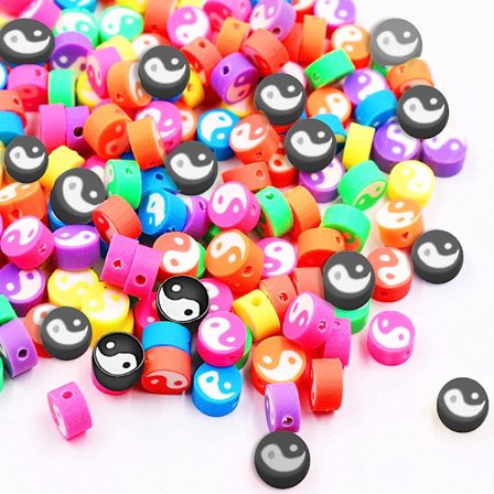 200 stk Yin Yang Perler Polymer Clay Spacer Disc Beads
