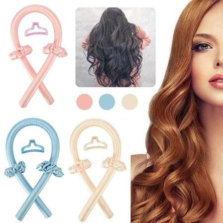 Curling Rod Lazy Curler Hair Curler Frisörverktyg blå med hårspännen