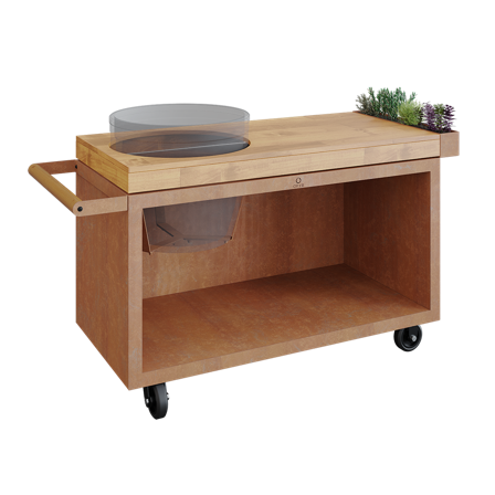 OFYR Kamado Table Corten 135 PRO TW BGE Arbetsbord skärbräda i teak Cortenstål, Utemöbler