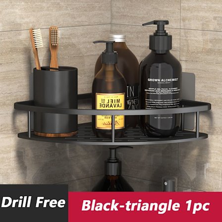 Hörn Dusch Caddy Badkar Organizer Hylla SVART TRIANGEL svart