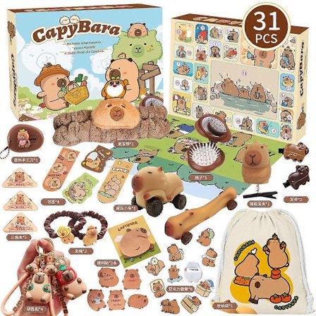 Joulukalenteri 2025 Tyttöjen Joululahjakalenteri - Joulukalenteritarvikkeet Joulukoristeet Kapibara (Fww)