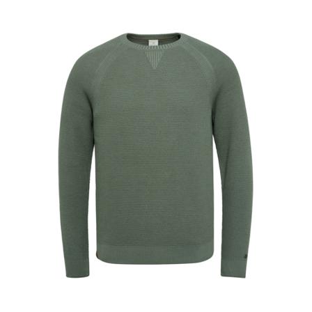 Cast Iron, Trui- CI R-Neck Cotton Structure Solid Groen, Heren, Maat:XL,Katoen