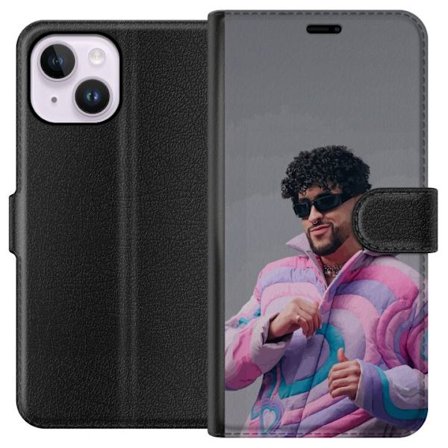 Yhteensopiva Lompakkokotelo Apple iPhone 14 Plus Värikäs kuvaus surullisesta sydämestä rannalla palmujen, delfiinien ja auringonlaskun kanssa retro-ta