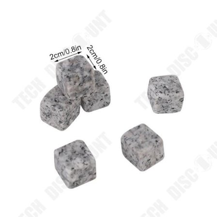 TD 6 grå, svart och vit granit falska isbitar för whiskyformade iskuber Alternativ återanvändbar förvaringslösning